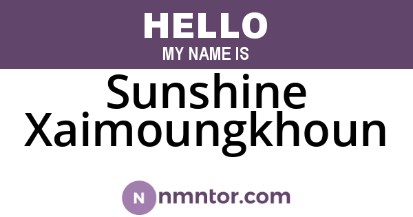 Sunshine Xaimoungkhoun