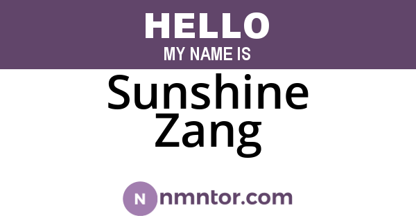 Sunshine Zang