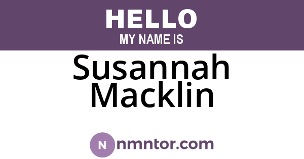 Susannah Macklin
