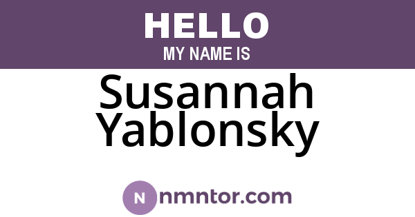Susannah Yablonsky