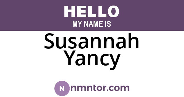 Susannah Yancy
