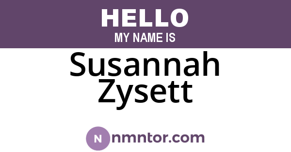 Susannah Zysett