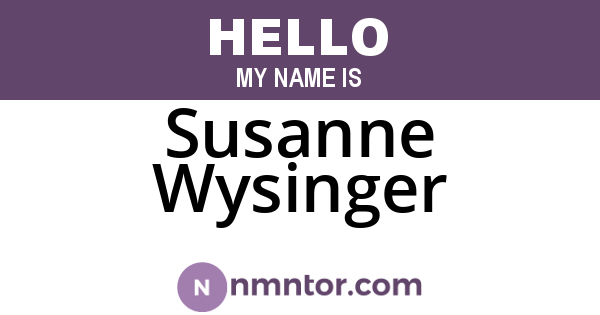 Susanne Wysinger