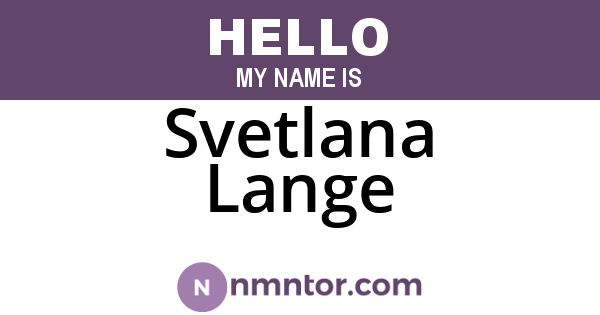 Svetlana Lange