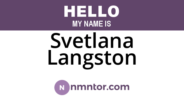 Svetlana Langston