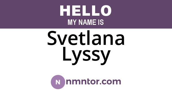 Svetlana Lyssy