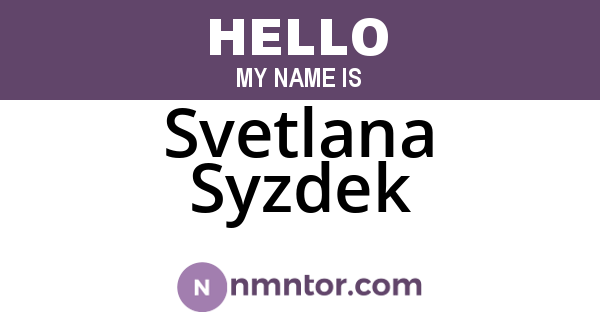 Svetlana Syzdek