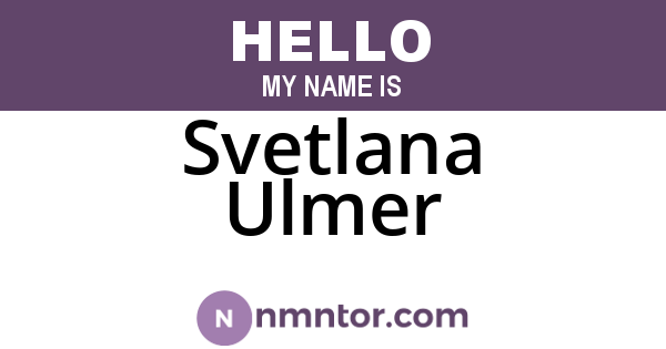 Svetlana Ulmer