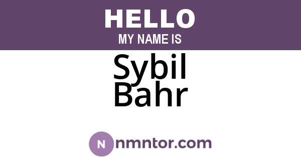 Sybil Bahr
