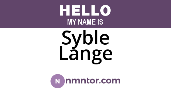Syble Lange