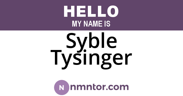 Syble Tysinger