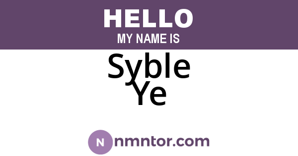 Syble Ye