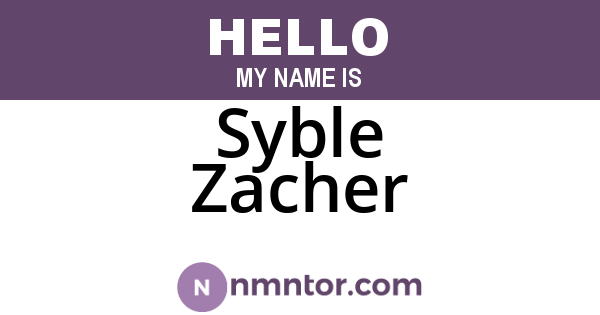 Syble Zacher