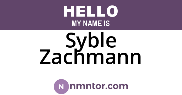 Syble Zachmann