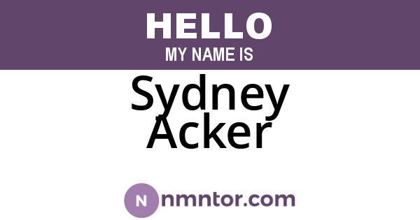 Sydney Acker