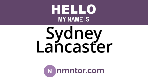 Sydney Lancaster