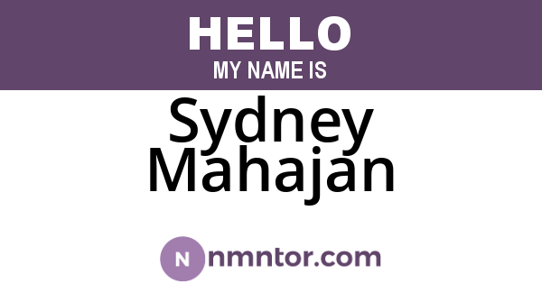 Sydney Mahajan