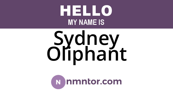 Sydney Oliphant