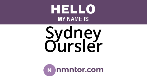 Sydney Oursler