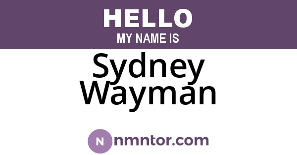 Sydney Wayman