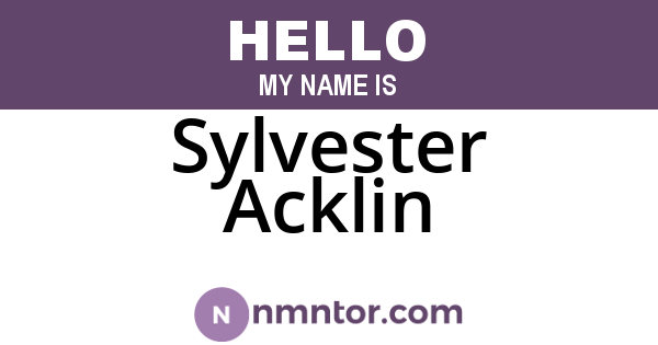 Sylvester Acklin