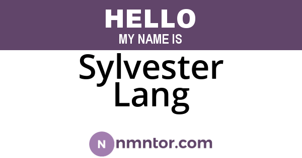 Sylvester Lang