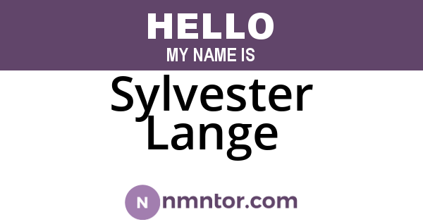 Sylvester Lange