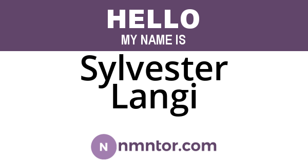 Sylvester Langi