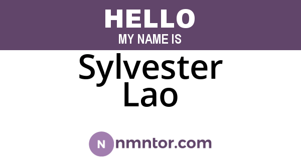 Sylvester Lao