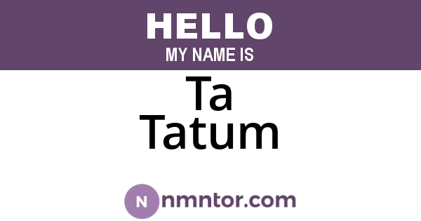 Ta Tatum