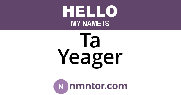 Ta Yeager