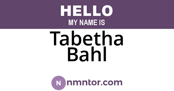 Tabetha Bahl