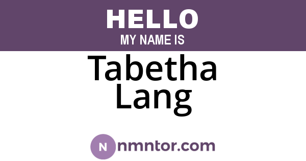 Tabetha Lang