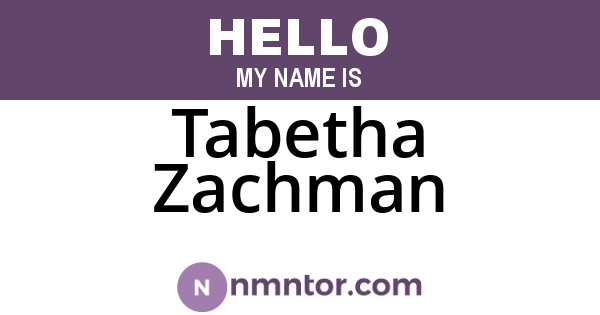 Tabetha Zachman