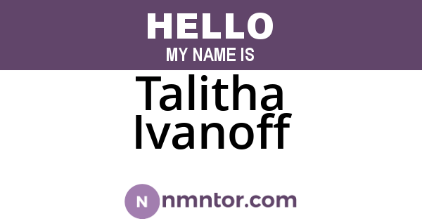 Talitha Ivanoff