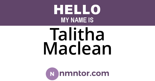 Talitha Maclean