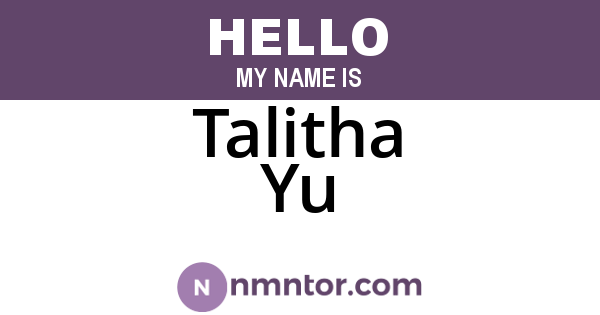 Talitha Yu