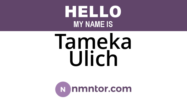 Tameka Ulich