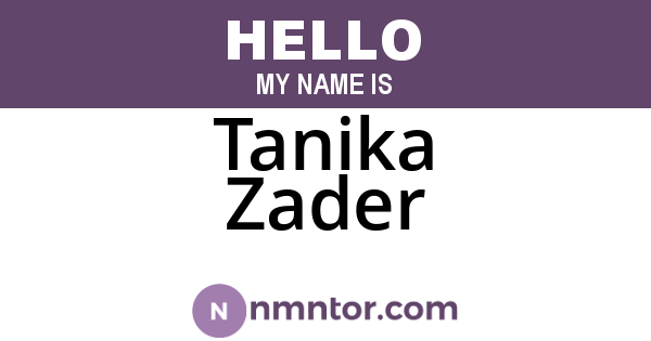 Tanika Zader