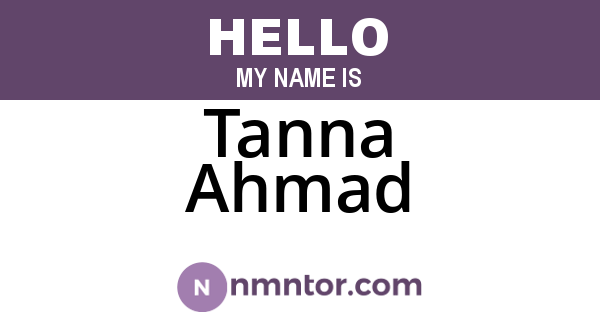 Tanna Ahmad