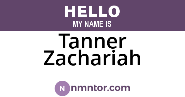 Tanner Zachariah