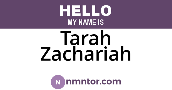 Tarah Zachariah