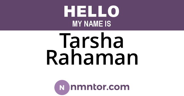 Tarsha Rahaman