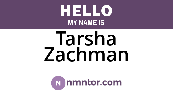 Tarsha Zachman