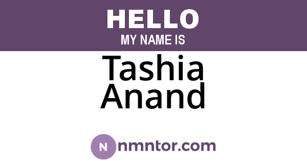 Tashia Anand