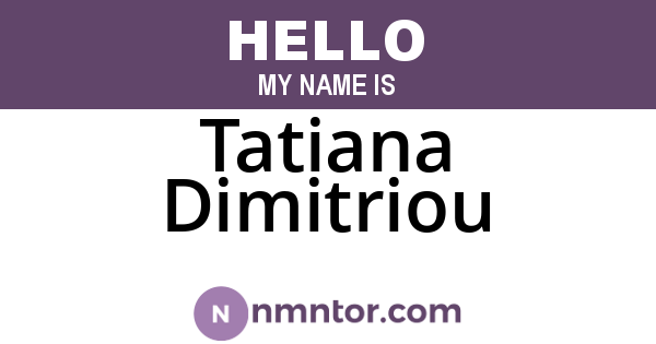Tatiana Dimitriou