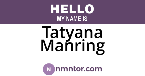 Tatyana Manring