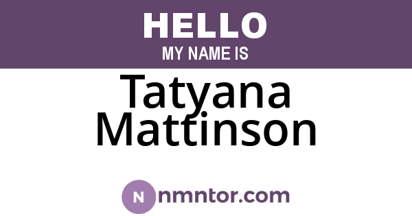 Tatyana Mattinson