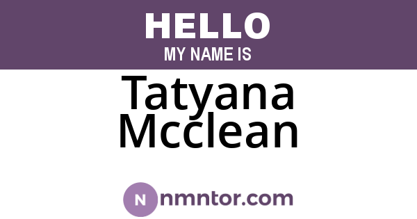 Tatyana Mcclean