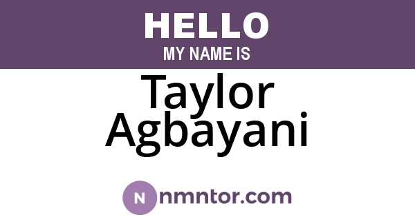 Taylor Agbayani